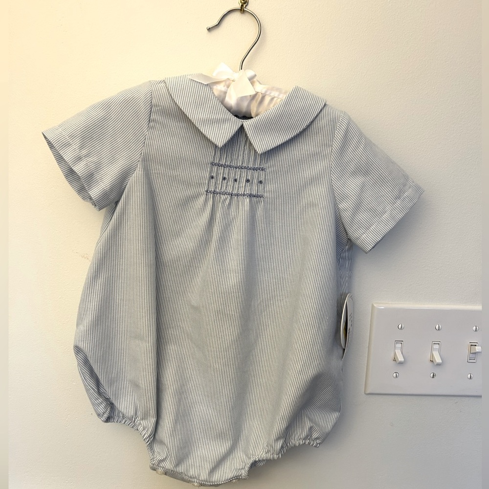 Baby Boy 18 mo Blue and White Stripe Bubble Edgehill Collection New With Tags